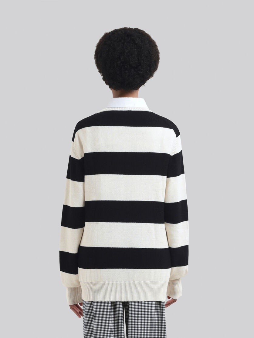 BLACK AND WHITE STRIPED ARGYLE COTTON JUMPER - 3