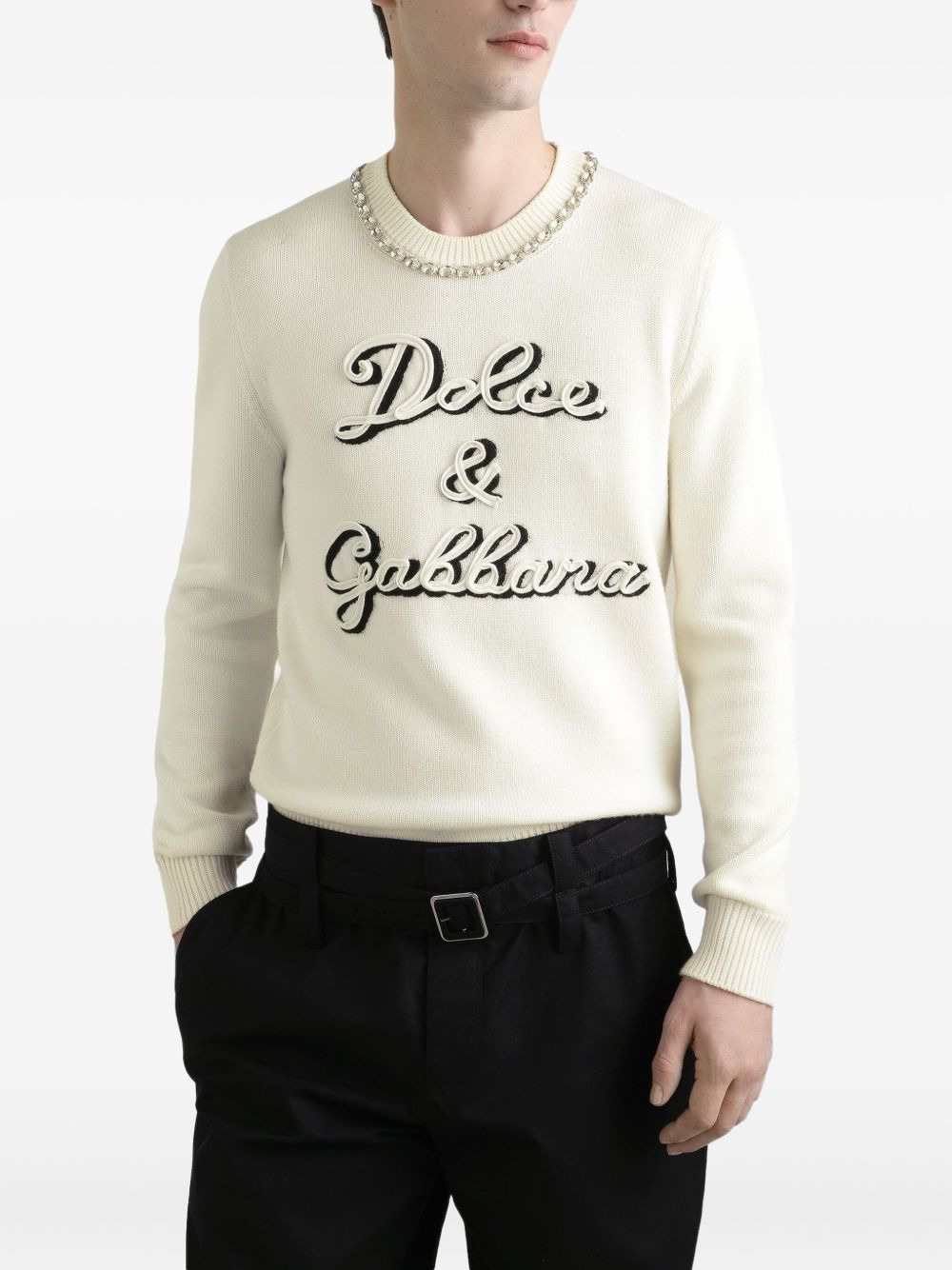 embellished logo sweater - 3