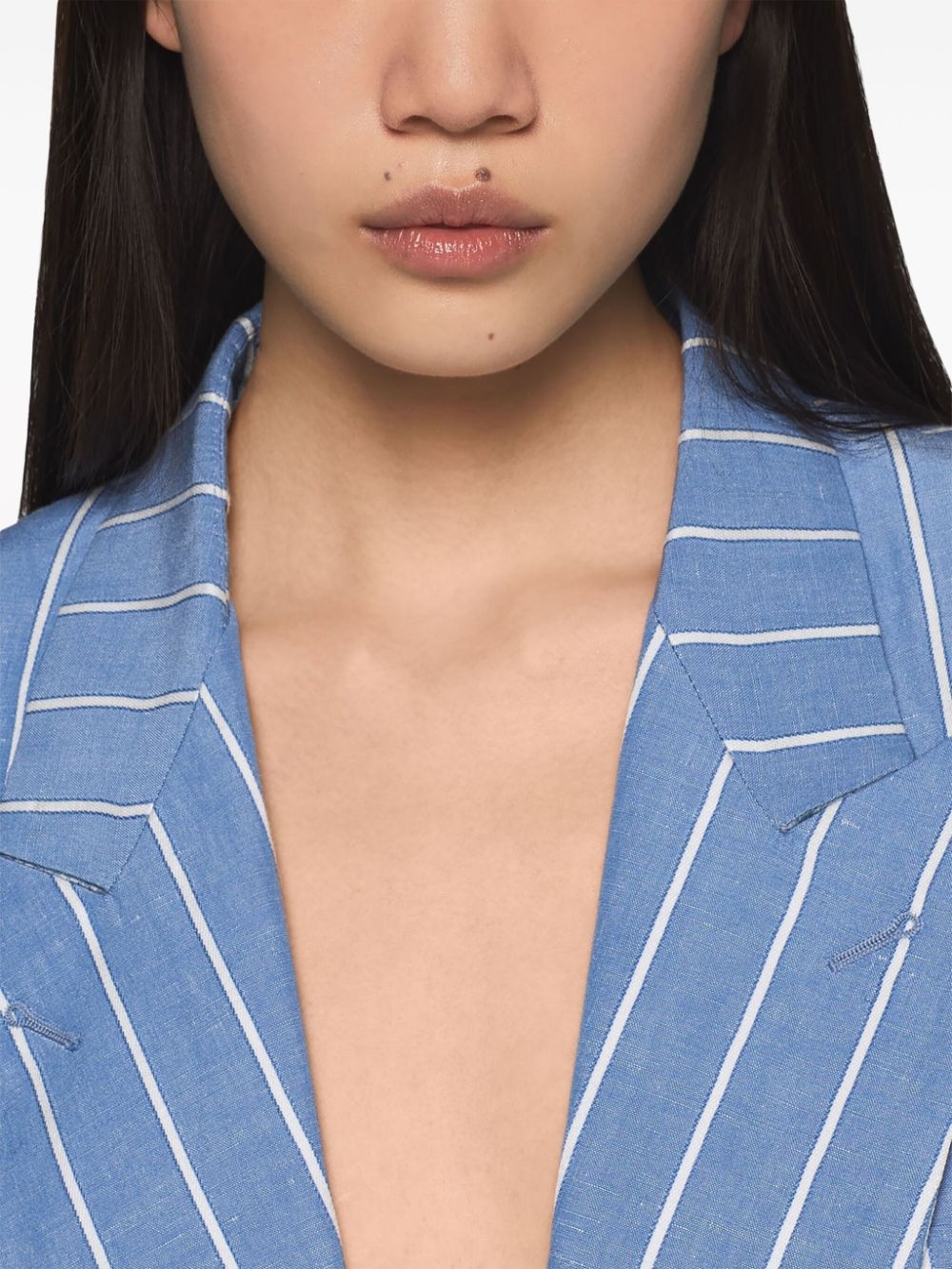 pinstriped single-breasted blazer - 6