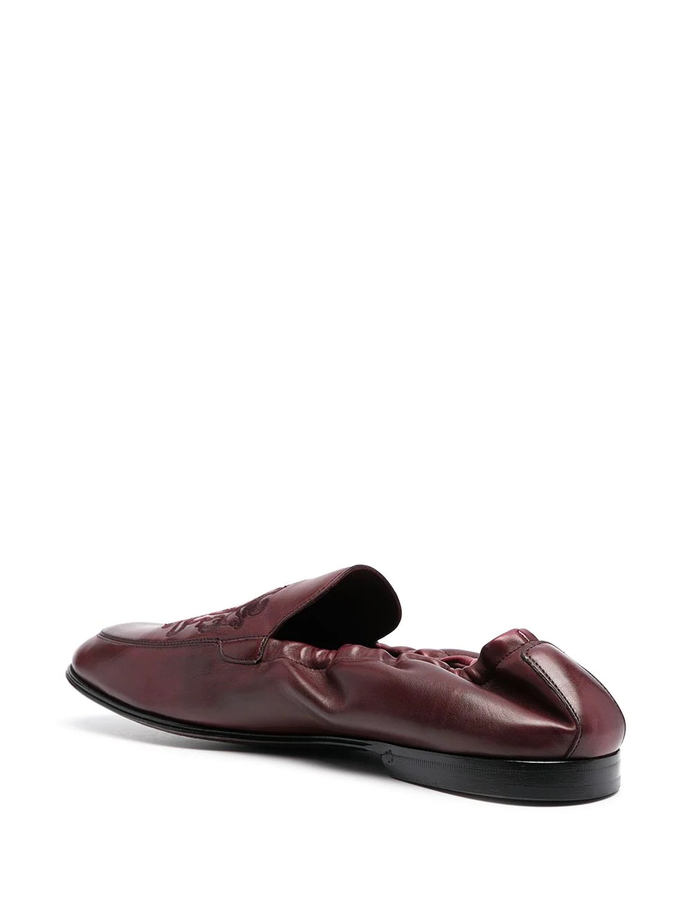 debossed-motif polished-finish loafers - 3