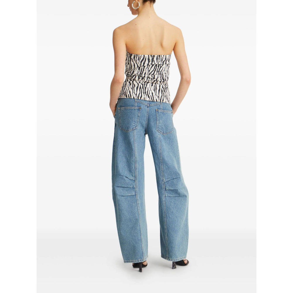Rotate Blue Trousers - Straight Trousers Women - 3