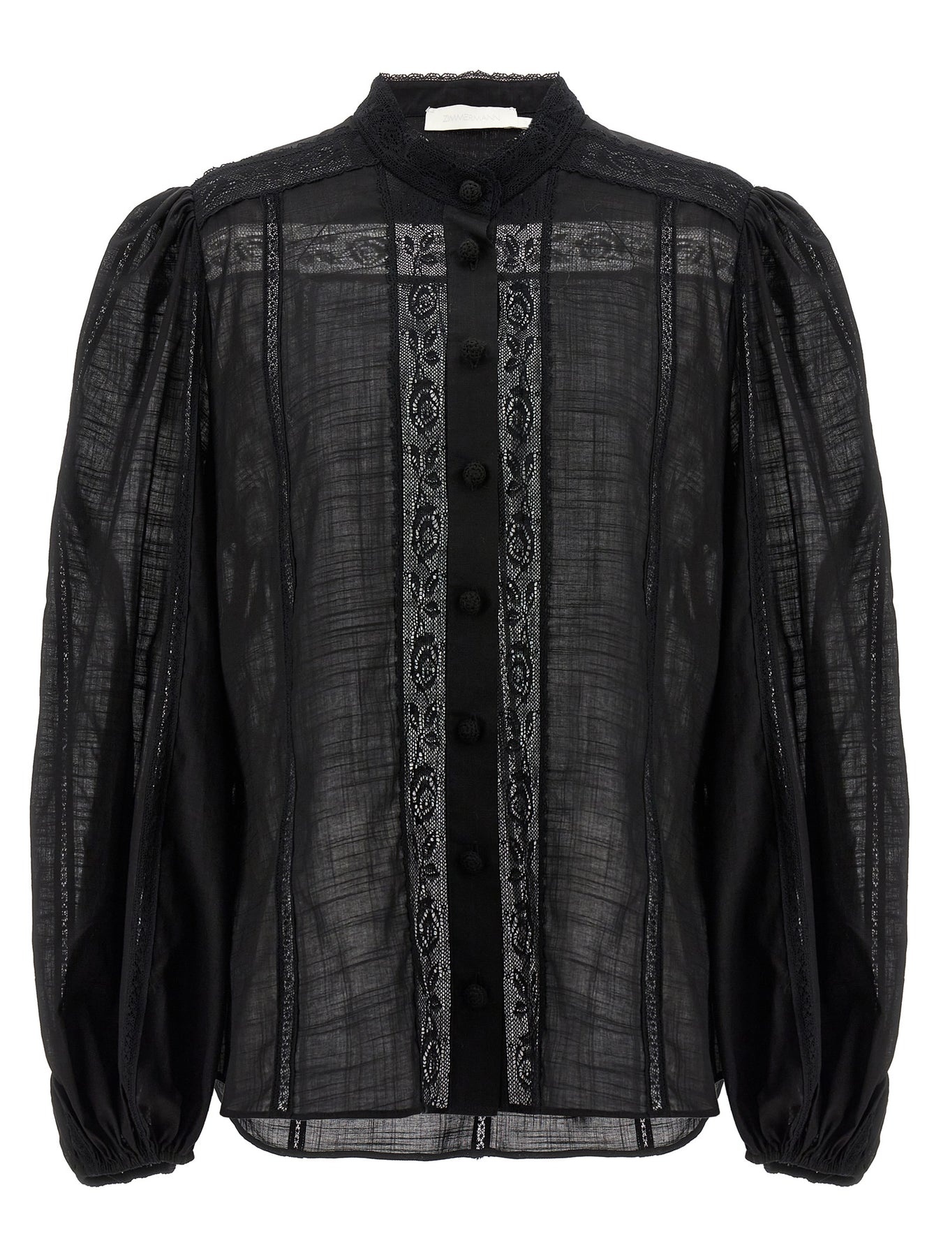 Halliday Lace Trim Shirt, Blouse Black - 1