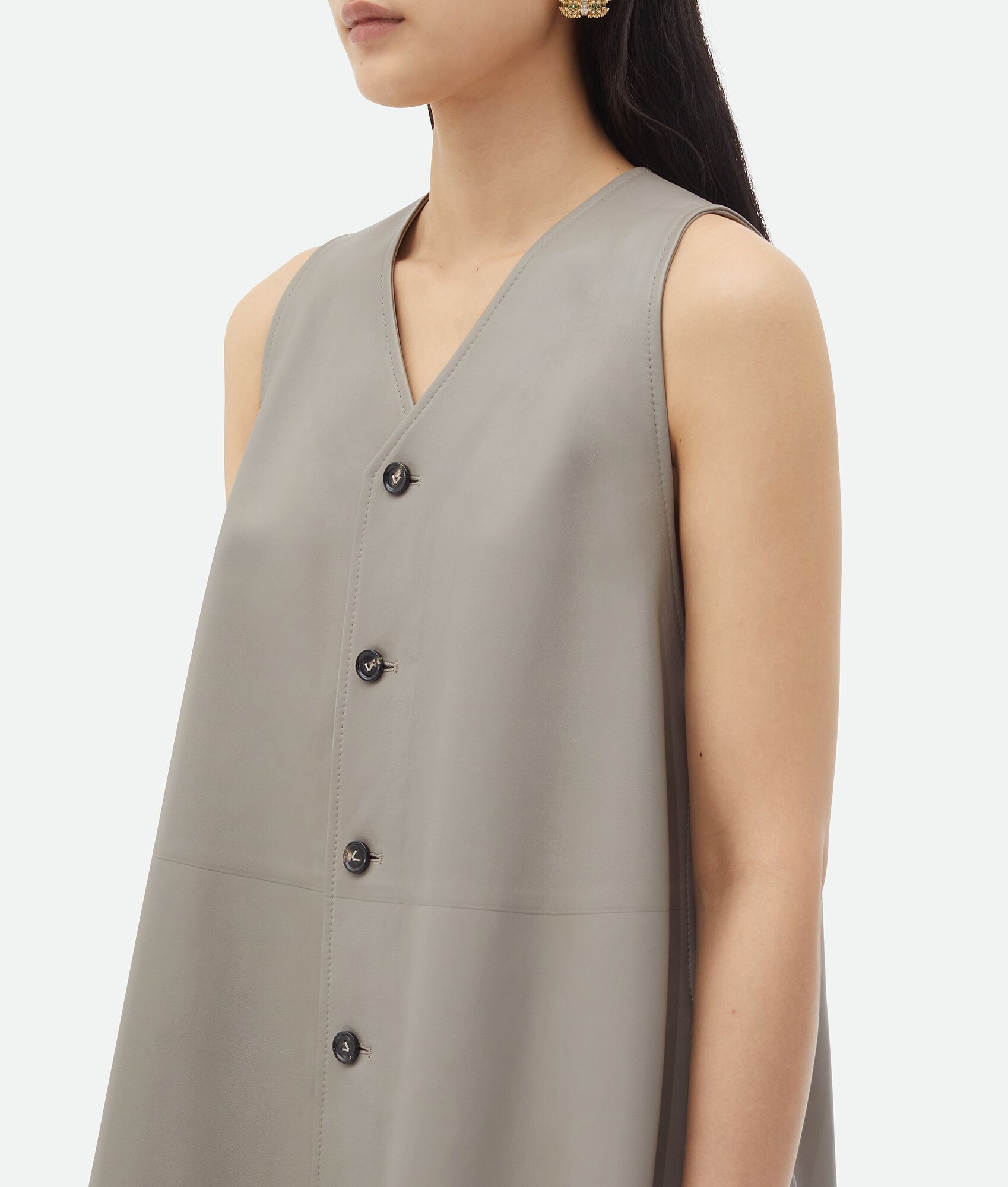 Sleeveless Leather Mini Dress - 4
