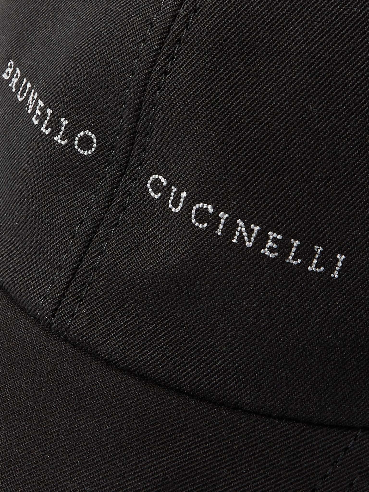 Logo-Embroidered Leather-Trimmed Cotton-Twill Baseball Cap - 4