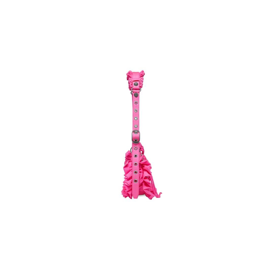 Women's Le Cagole Xs Shoulder Bag With Ruffles  in Acid Pink - 6