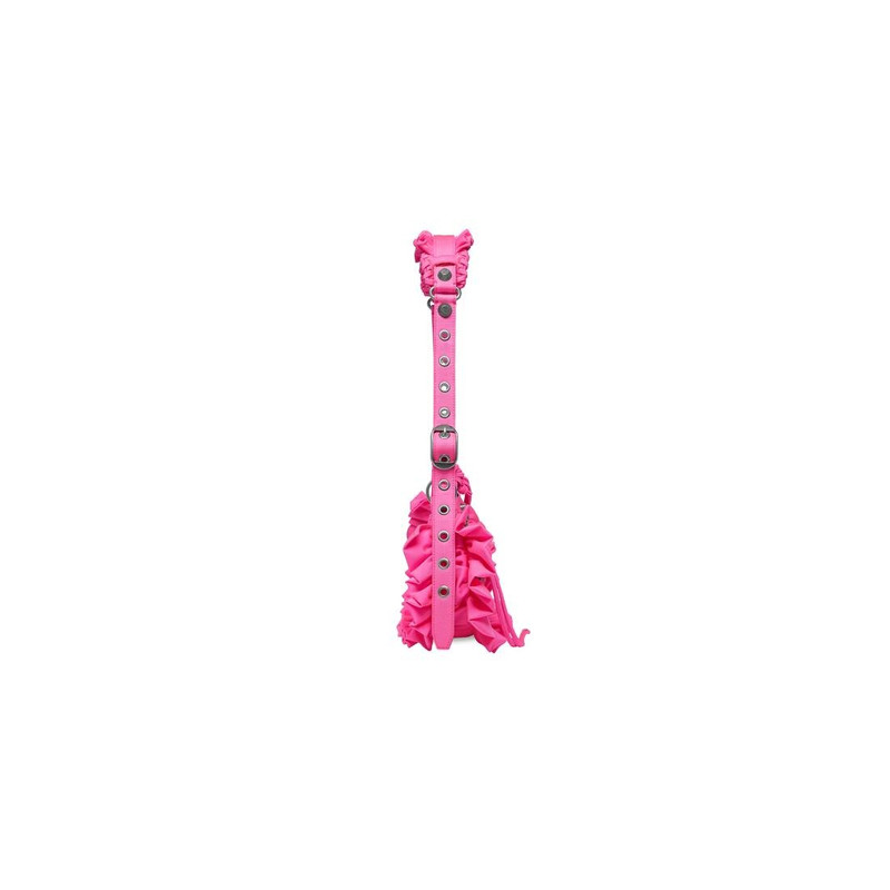 Women's Le Cagole Xs Shoulder Bag With Ruffles in Acid Pink 6