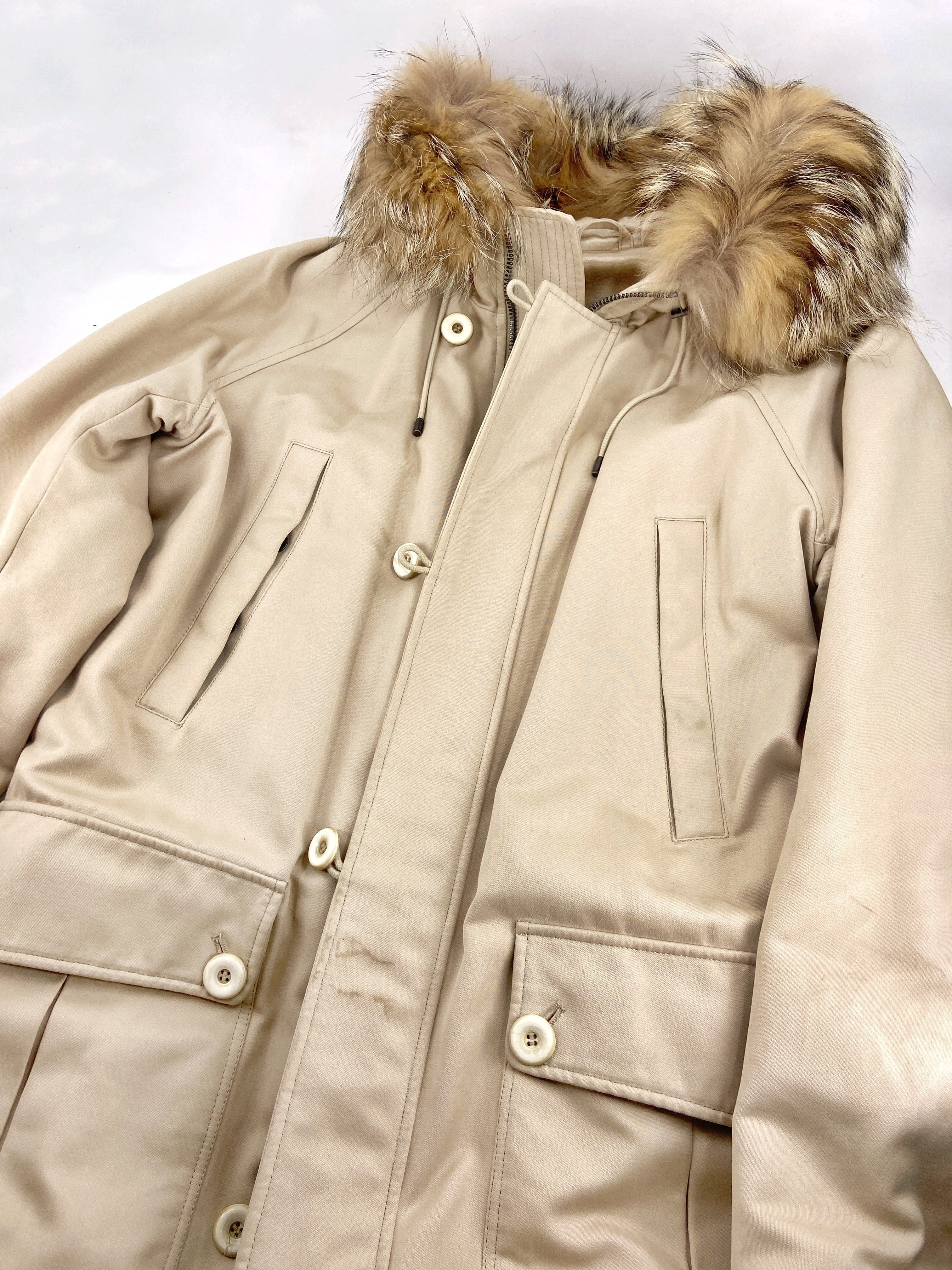 Gucci Fall 1998 Menswear Coyote Fur Hood N-3B Heavyweight Military Winter Coat 48 - 13