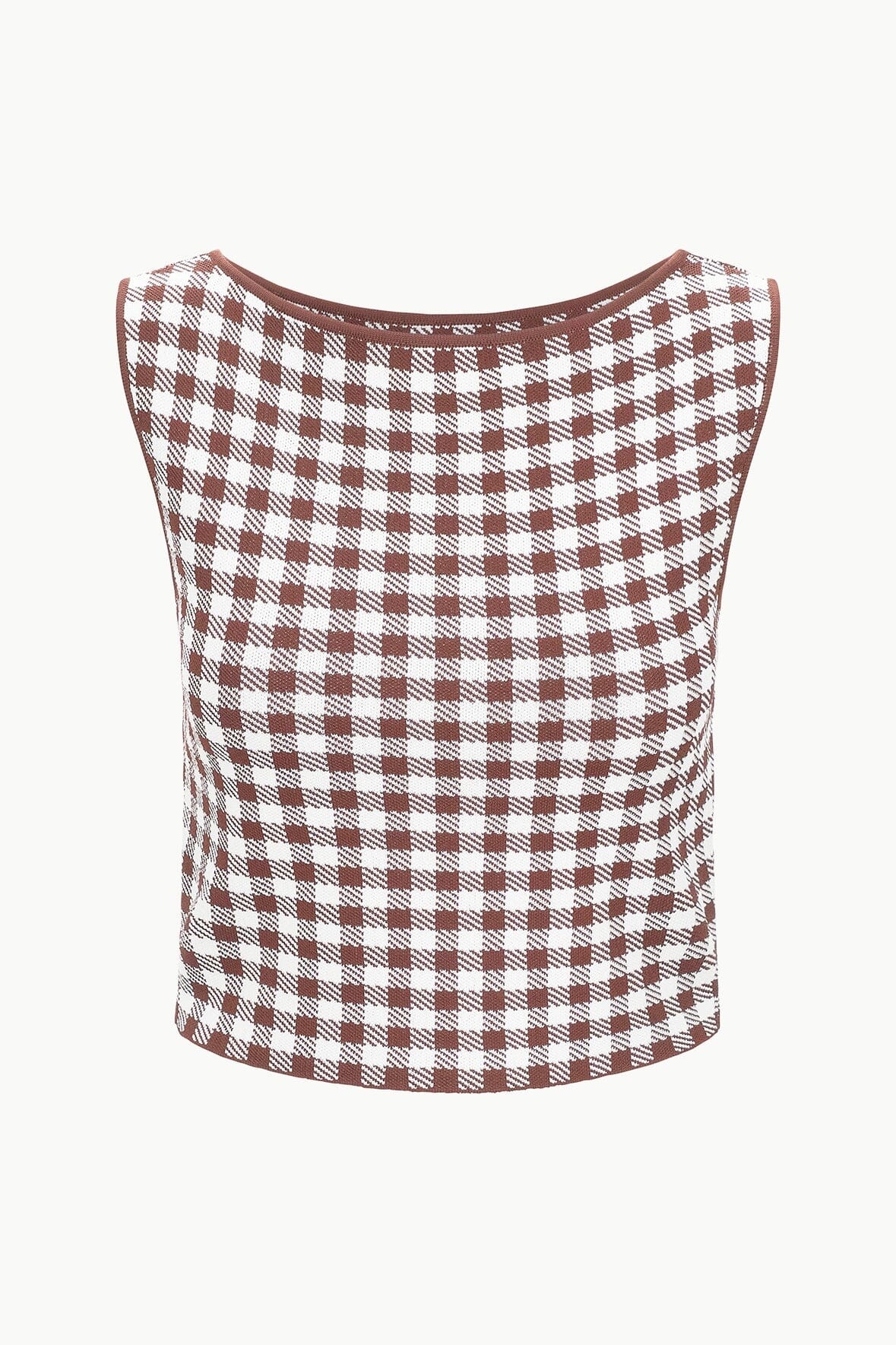 STAUD MONTGOMERY TOP DARK CHOCOLATE GINGHAM - 1