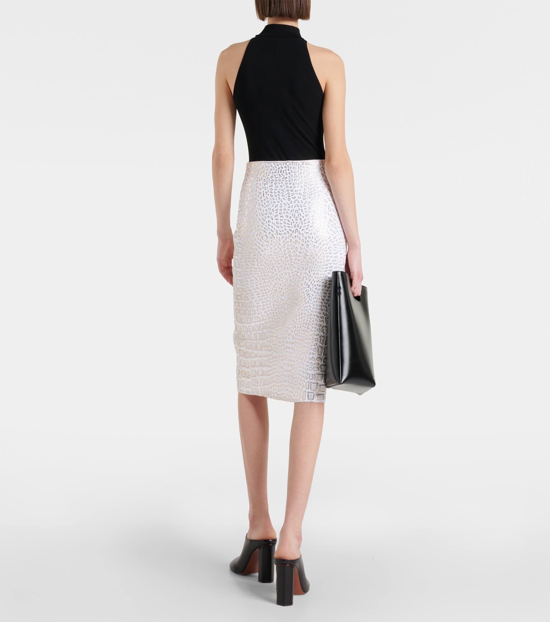 High-rise snake-print pencil skirt - 3