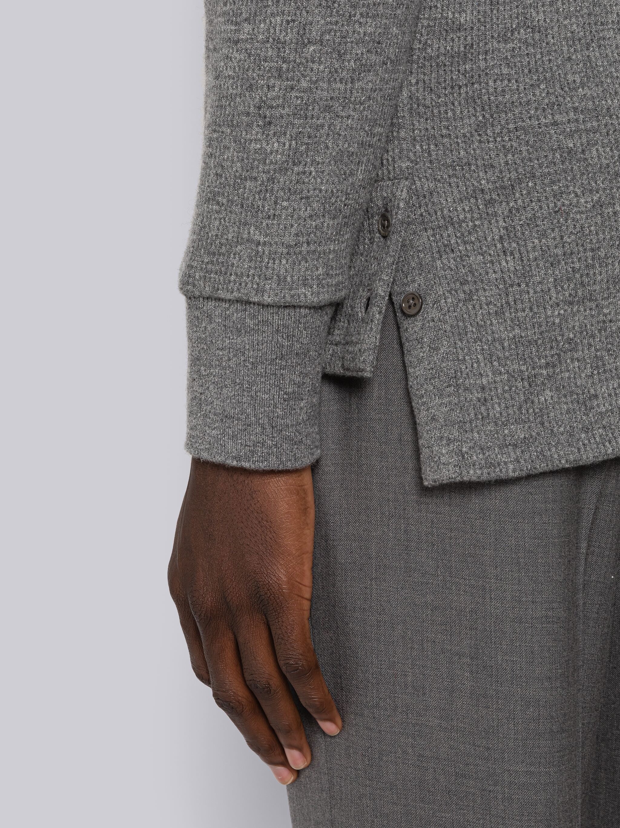 Cashmere Waffle Long Sleeve Polo - 6