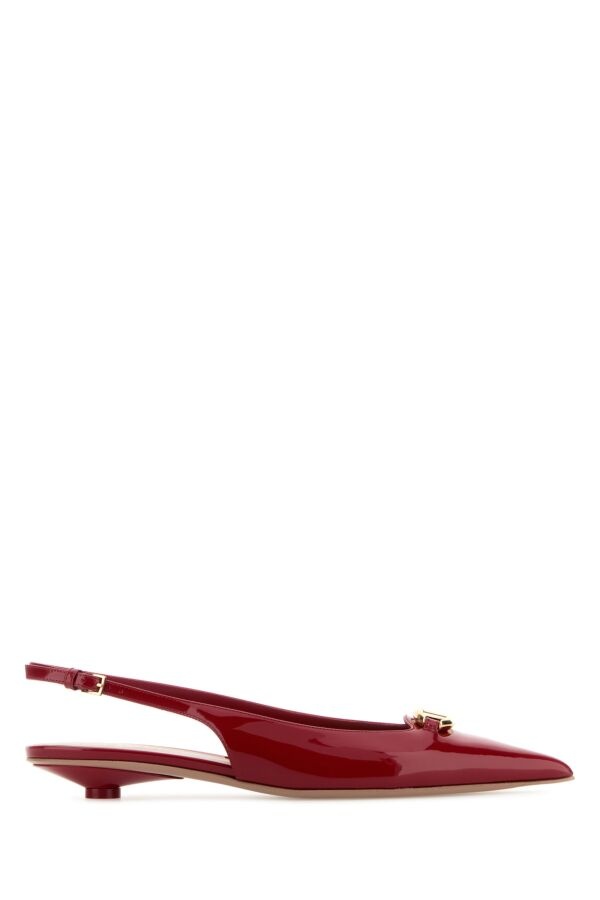 Valentino Garavani Women Red Leather Vlogo The Bold Edition Ballerinas - 1