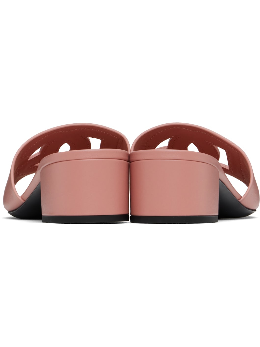 Pink Calfskin 'DG' Logo Heeled Sandals - 2