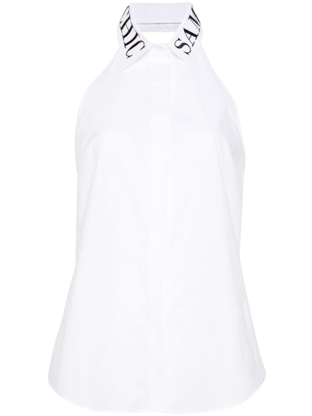 logo-collar sleeveless poplin shirt - 1