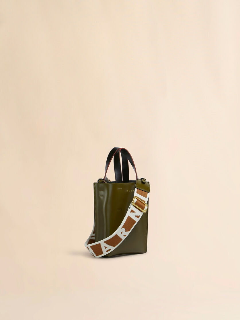 DEEP GREEN BROWN AND BLACK LEATHER MUSEO NANO BAG - 6