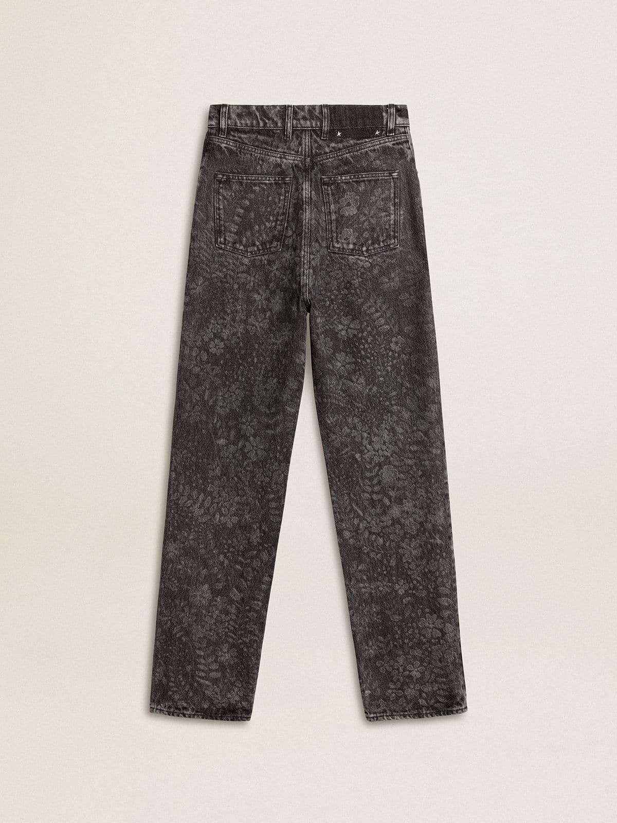 Women's black jeans with a floral motif - 6
