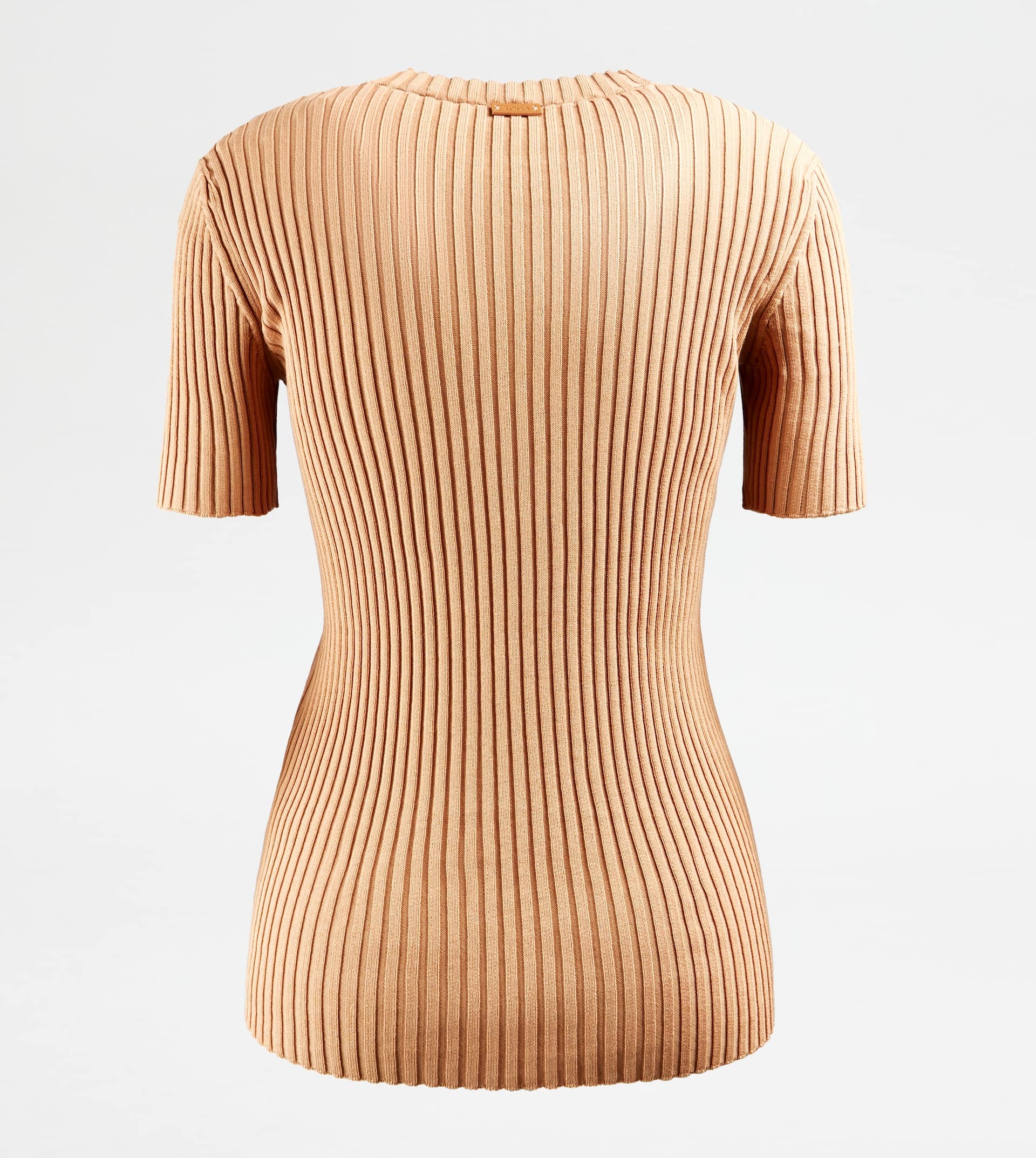 SHORT-SLEEVED SWEATER IN COTTON - BROWN - 2