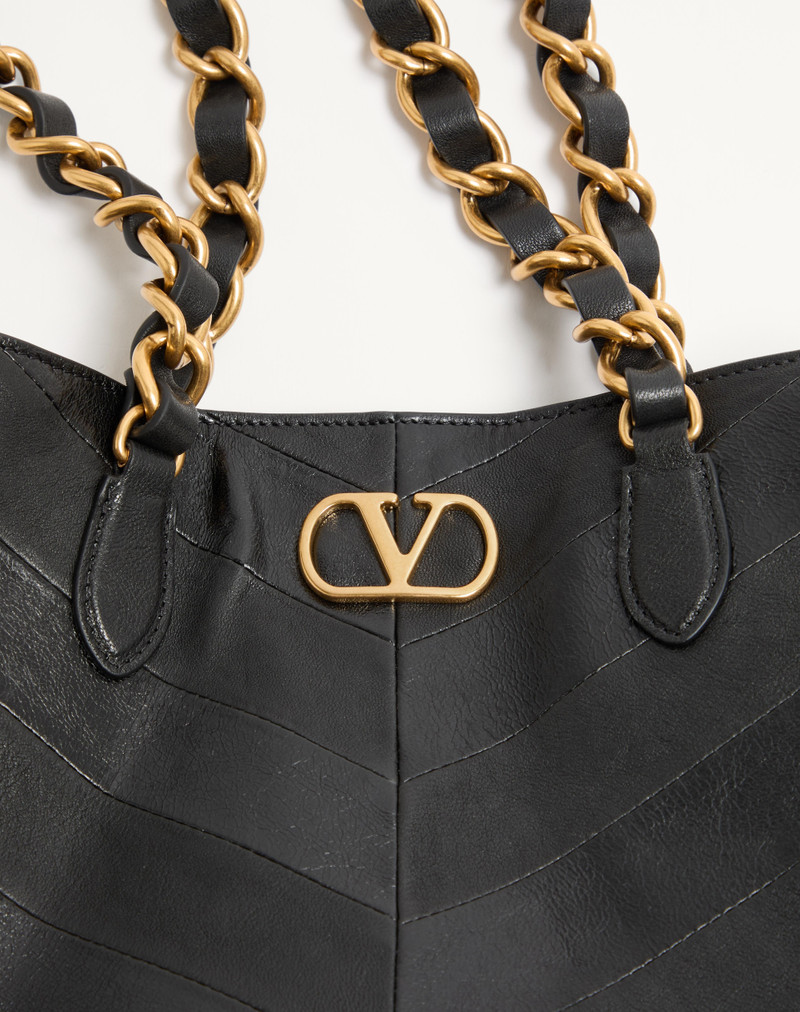 Valentino VALENTINO GARAVANI LASEINE SMALL SHOPPING BAG IN CHEVRON-PATTERNED NAPPA LEATHER outlook
