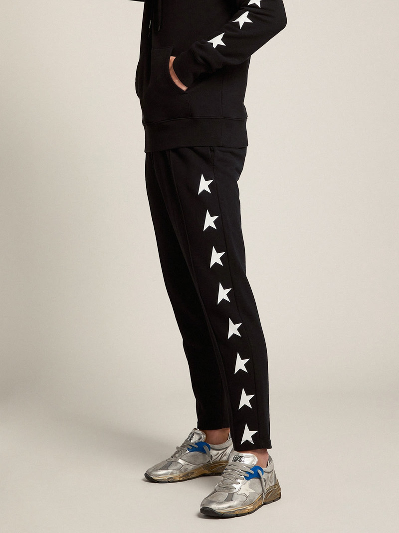 Golden Goose Men's black joggers with white stars outlook