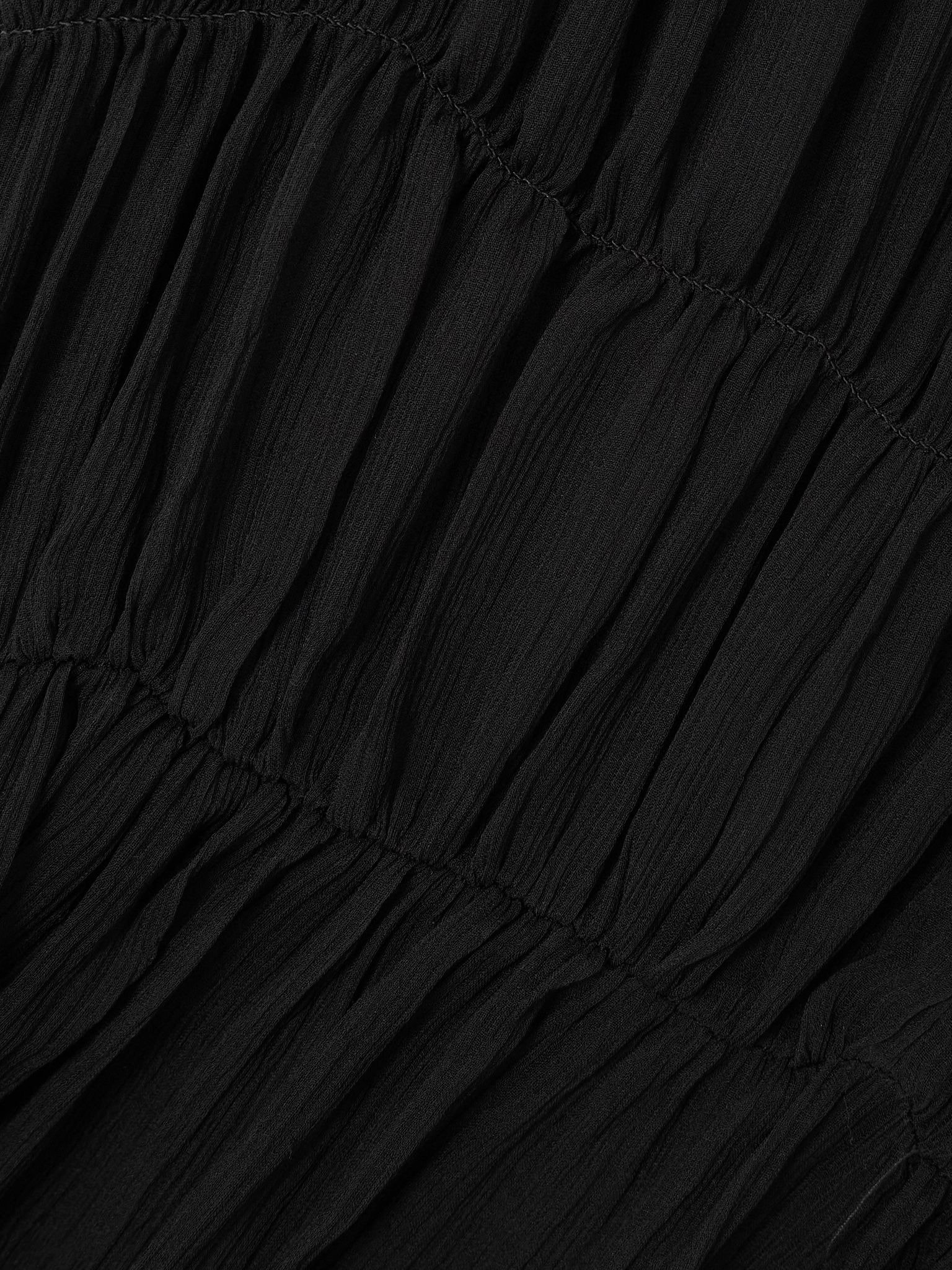 Gathered silk-crepon blouse Black - 5