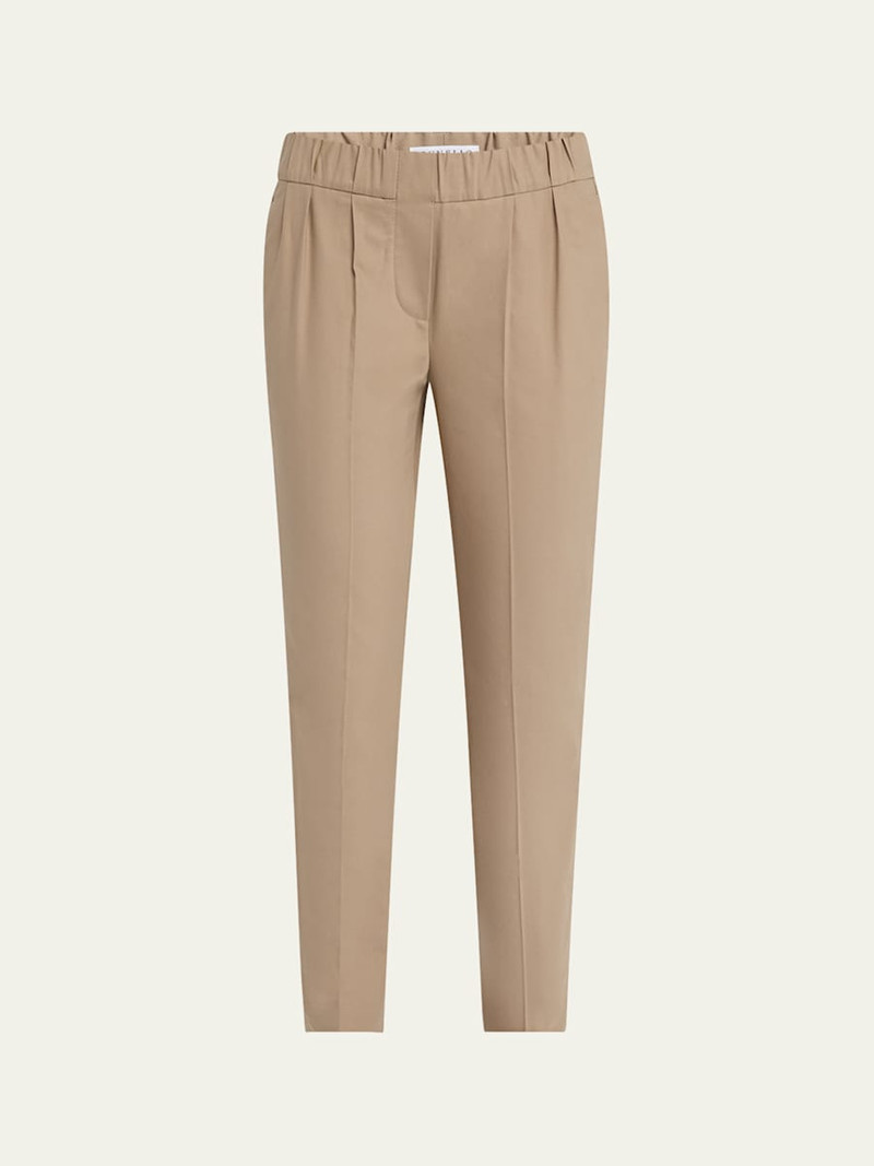 Cotton Slim-Leg Ankle Pull-On Pants 1
