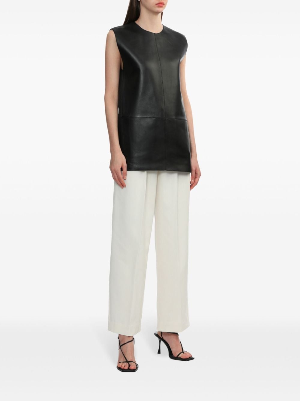 leather sleeveless top - 2