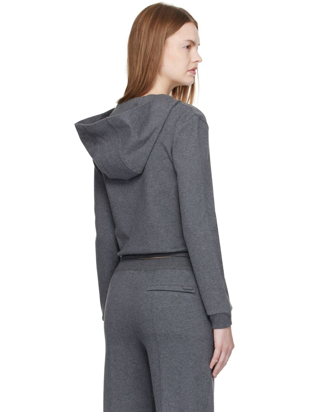 Gray Peachy Hand Cotton Jersey Zip Hoodie - 3