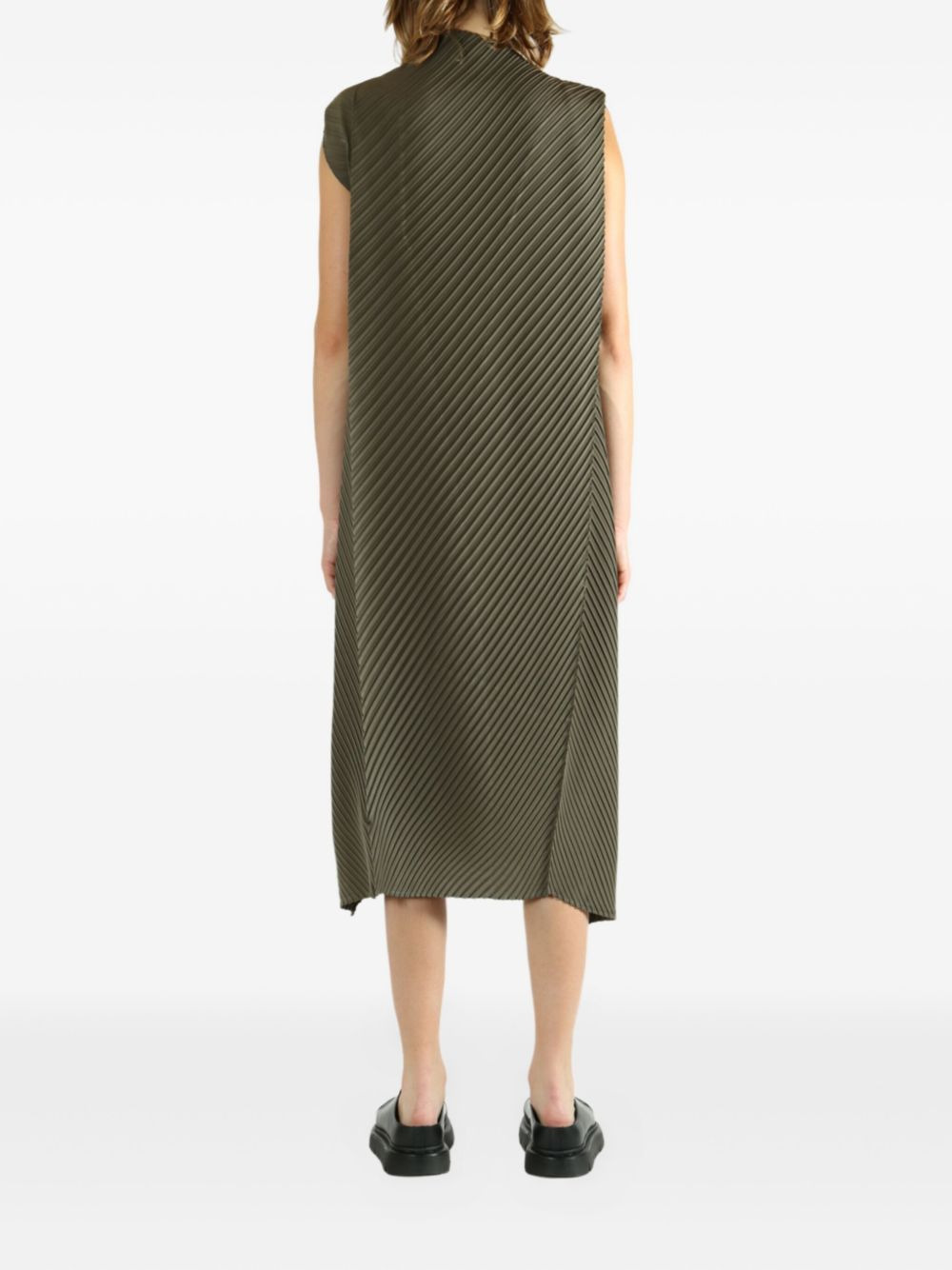 Fold Pleats sleeveless midi dress - 3