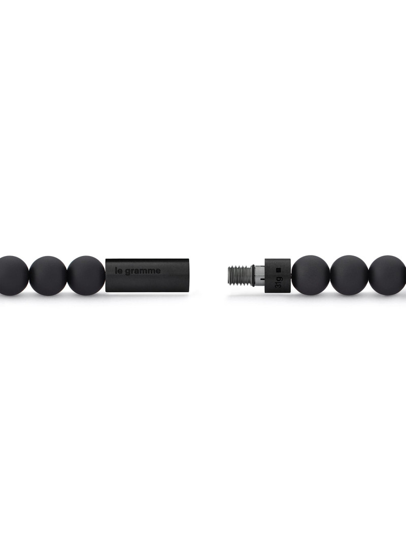 Men's Unisex 31G Brushed Black Ceramic, Stainless Steel, & Titanium Beaded Bracelet - Black 3