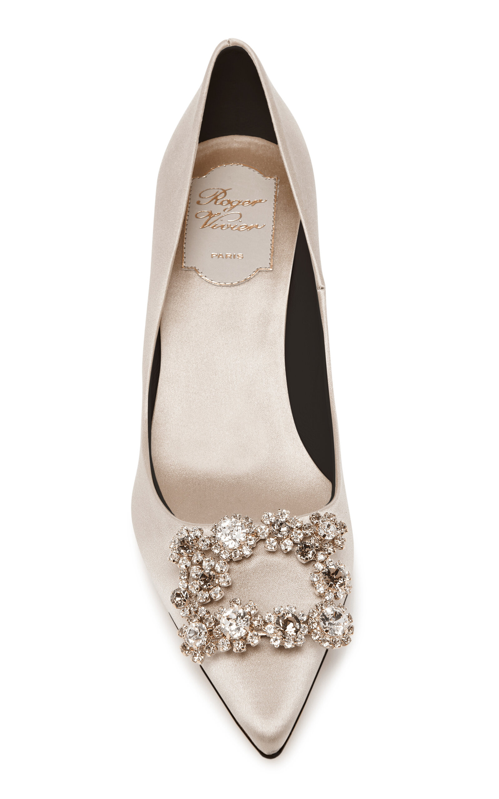 Flower Embellished Satin Pumps neutral - 3