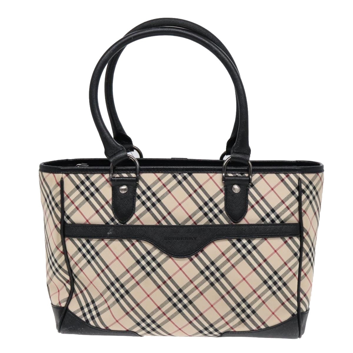 Burberry Nova Check Hand Bag Canvas Beige Black - 13