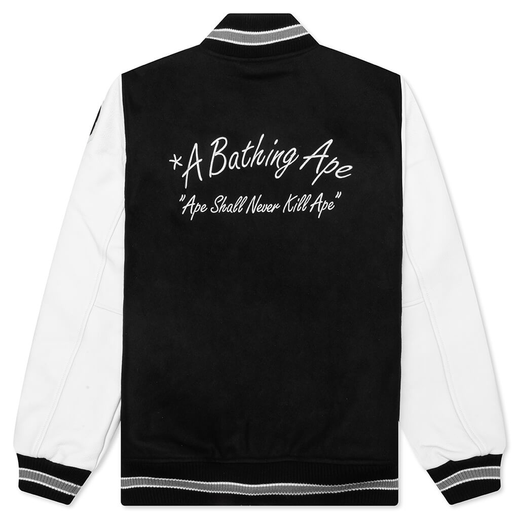 EMBROIDERY VARSITY JACKET - BLACK - 2