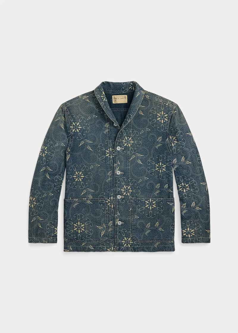 Indigo 인쇄 짠 오버 셔츠 - 1