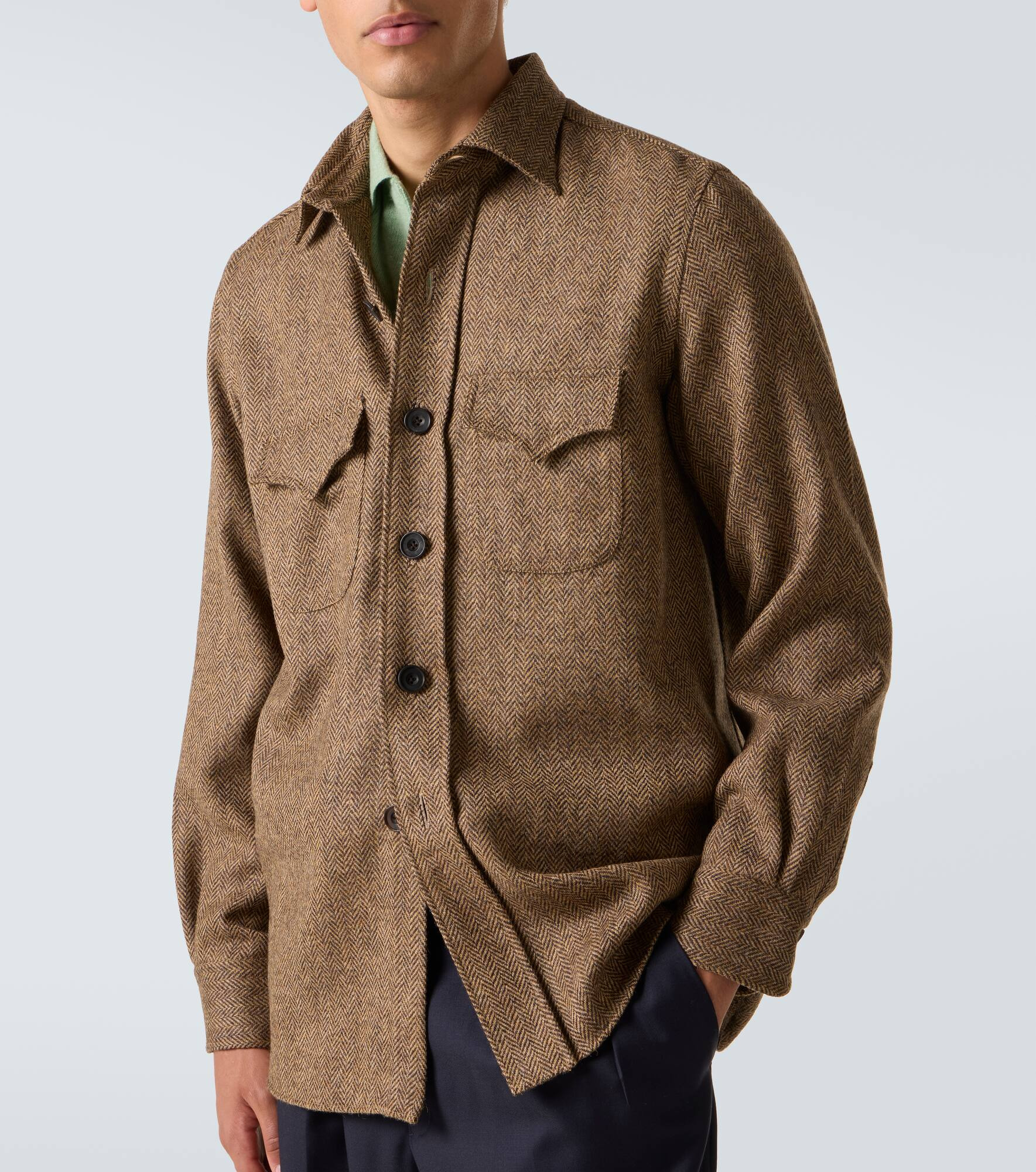 Herringbone wool Western shirt - 5