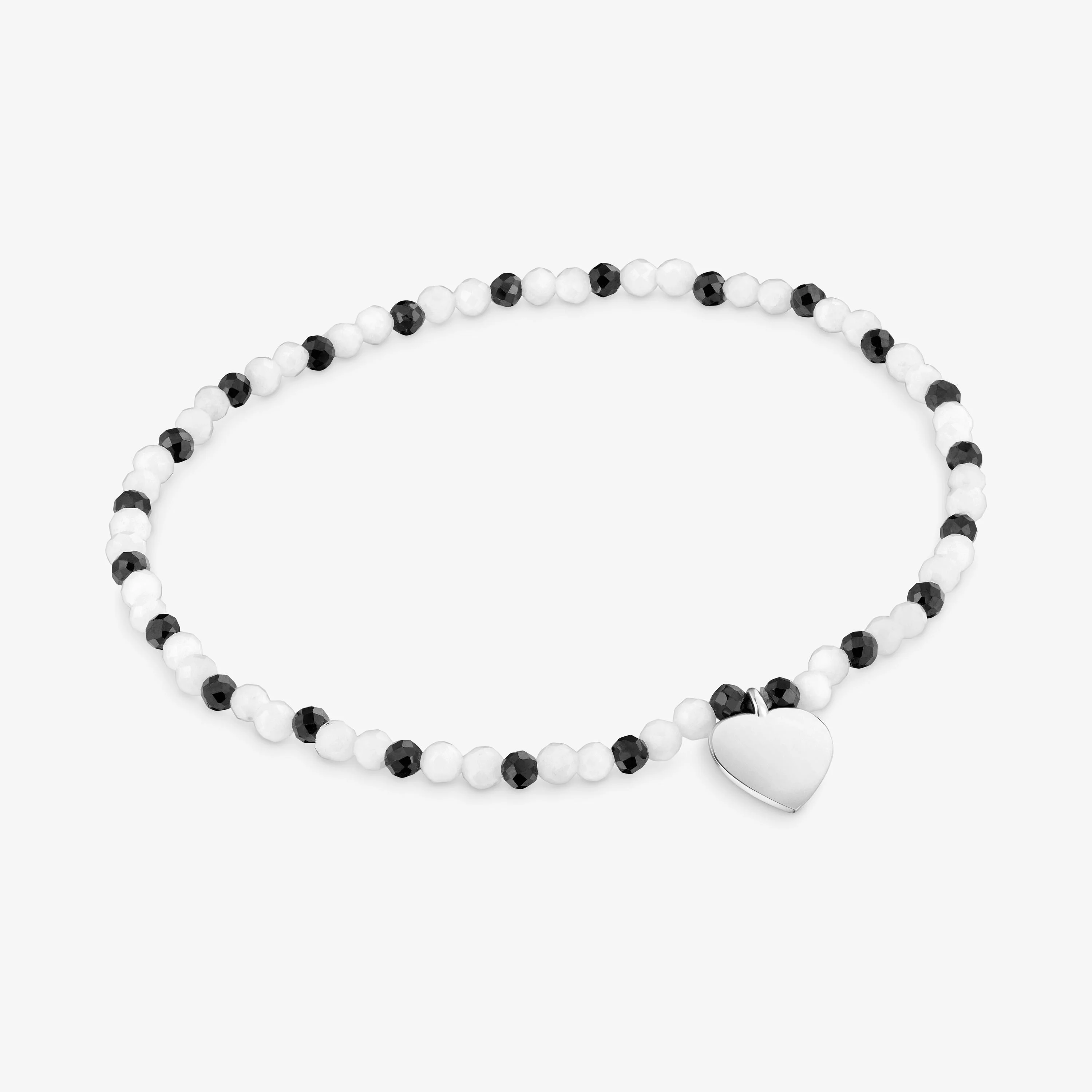 Elastic Bracelet with chalcedony, spinels and silver heart TOUS Motifs - 1