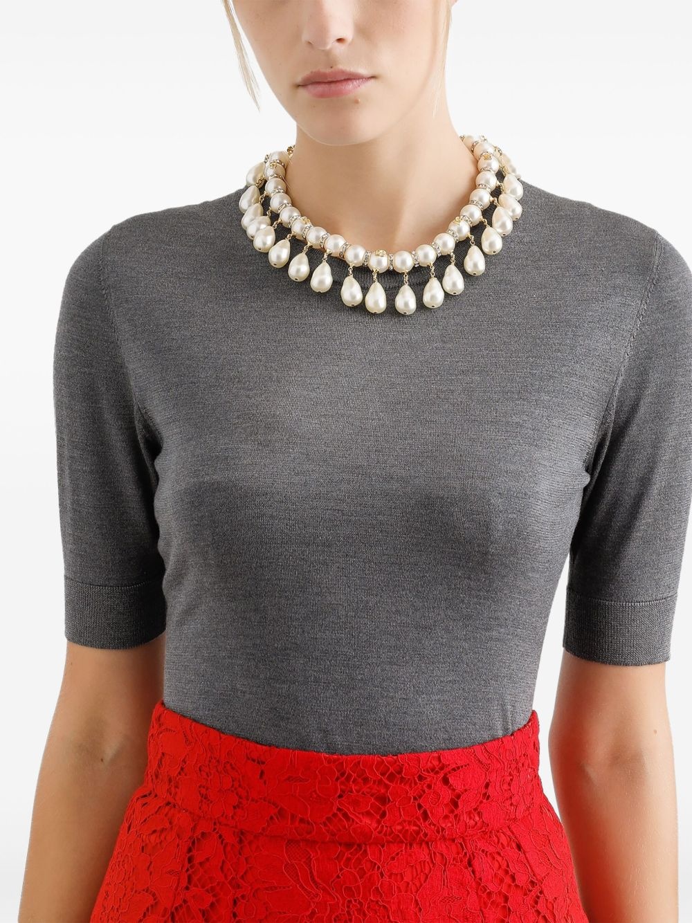 logo-embellished pearl necklace - 3