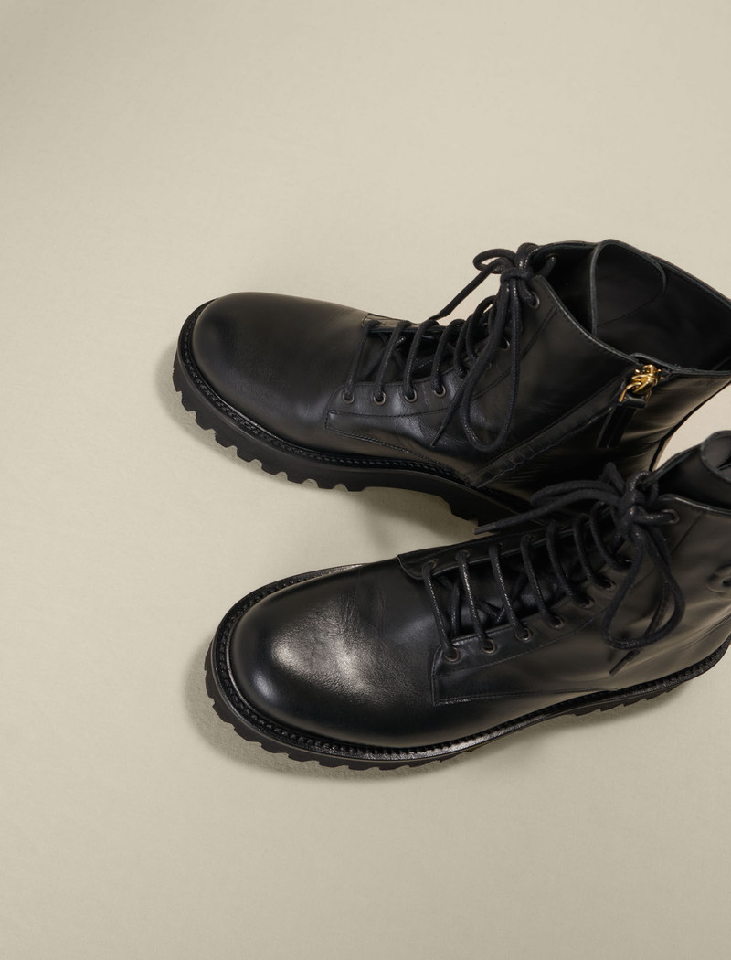 Black leather lace-up boots 3