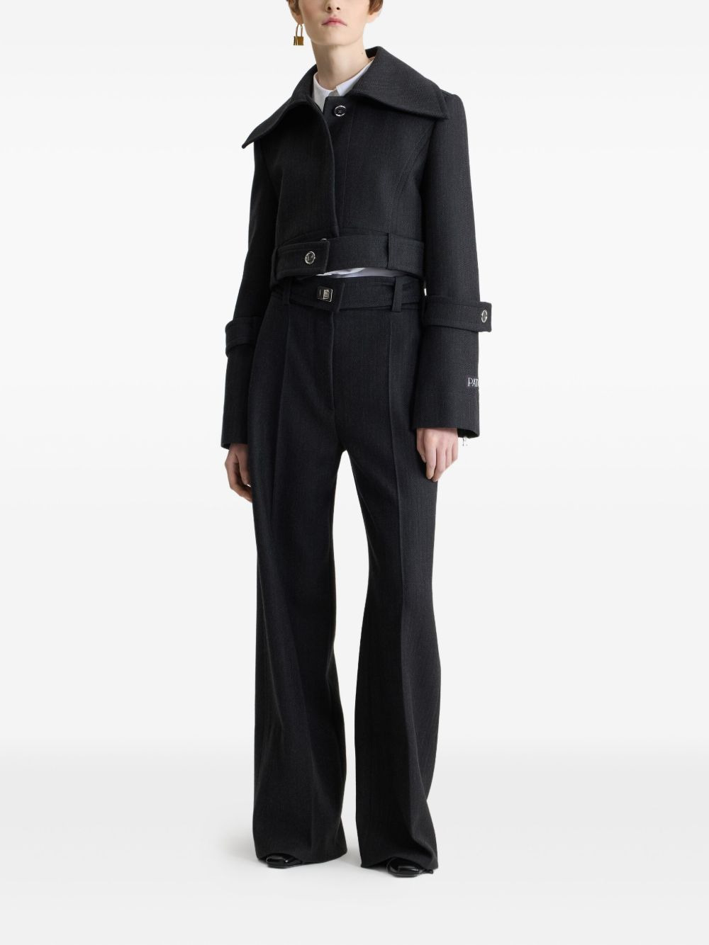 belted cropped jacket - 2