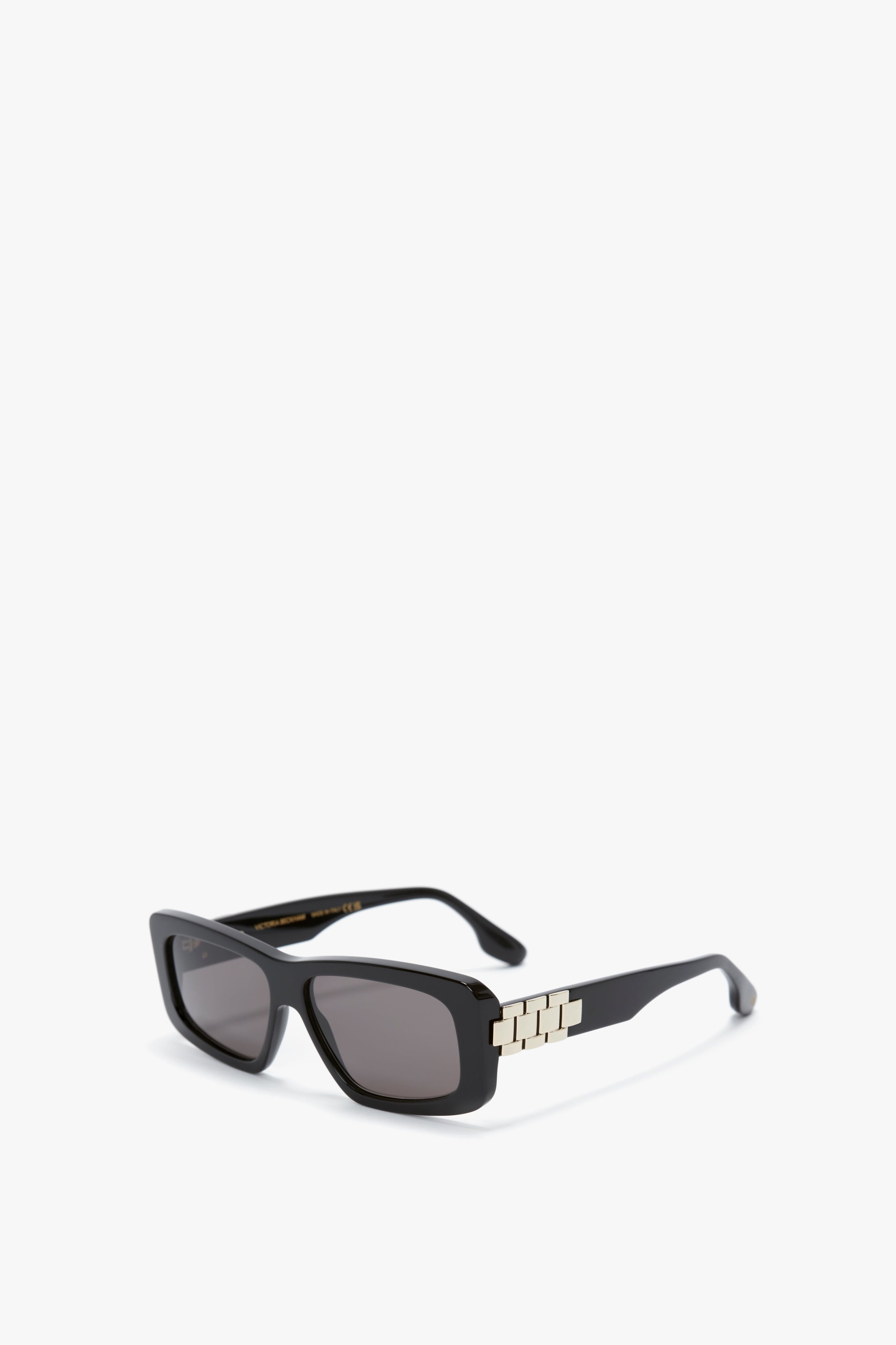 Chain Detail Rectangular Frame Sunglasses In Black - 2