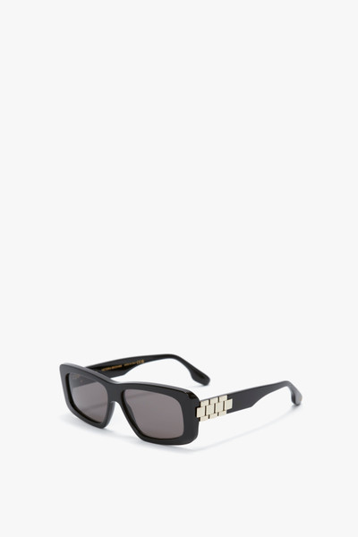 Victoria Beckham Chain Detail Rectangular Frame Sunglasses In Black outlook