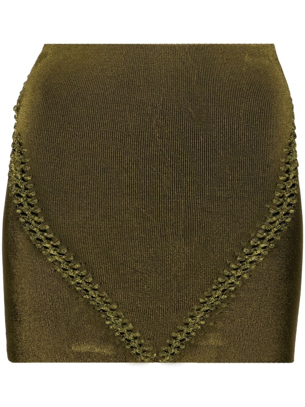 braid-detail ribbed miniskirt - 1