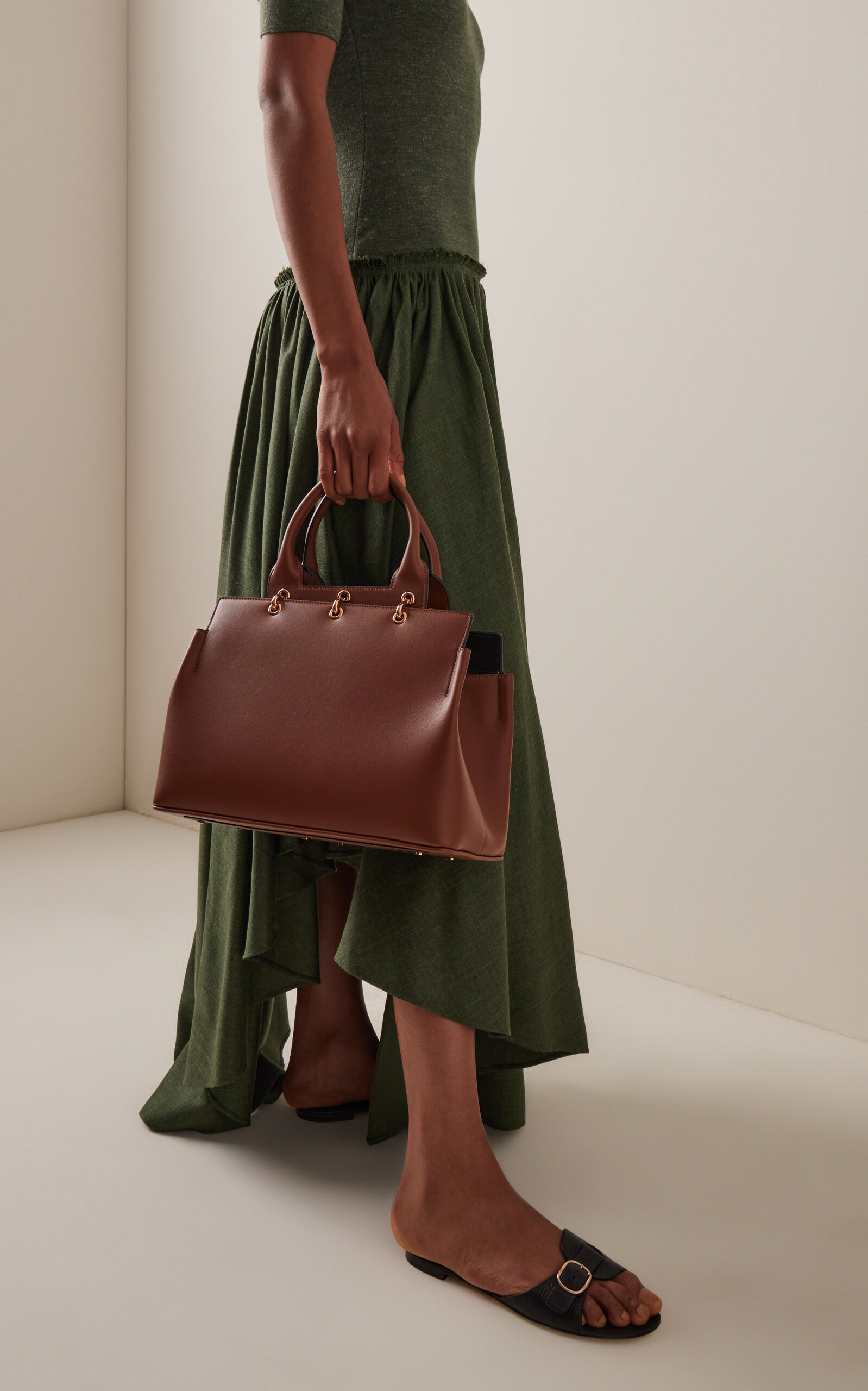Amethyst Small Leather Tote Bag brown - 2