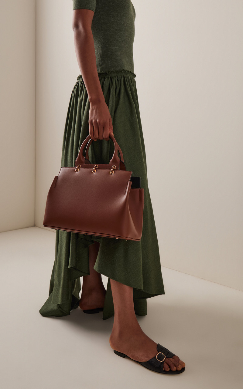 GABRIELA HEARST Amethyst Small Leather Tote Bag brown outlook
