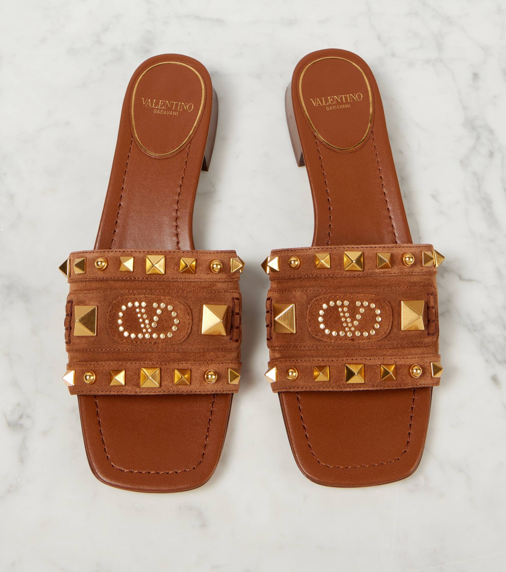 Plaster Caster studded suede slides - 5