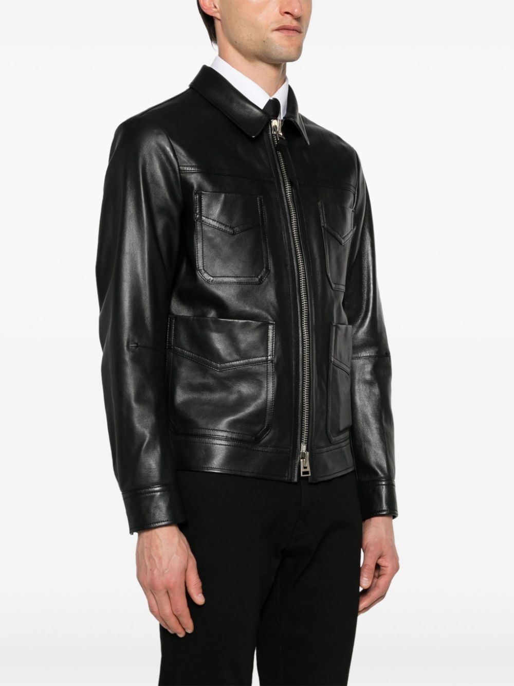 four-pocket leather jacket - 3