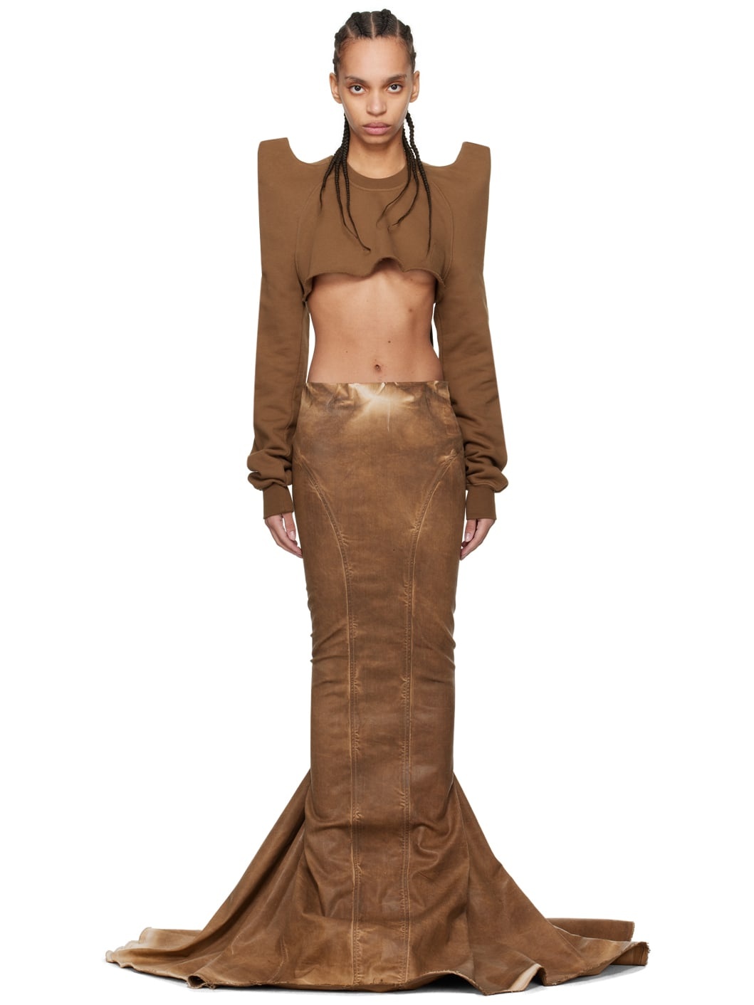 Brown Al Pillar Denim Maxi Skirt - 1