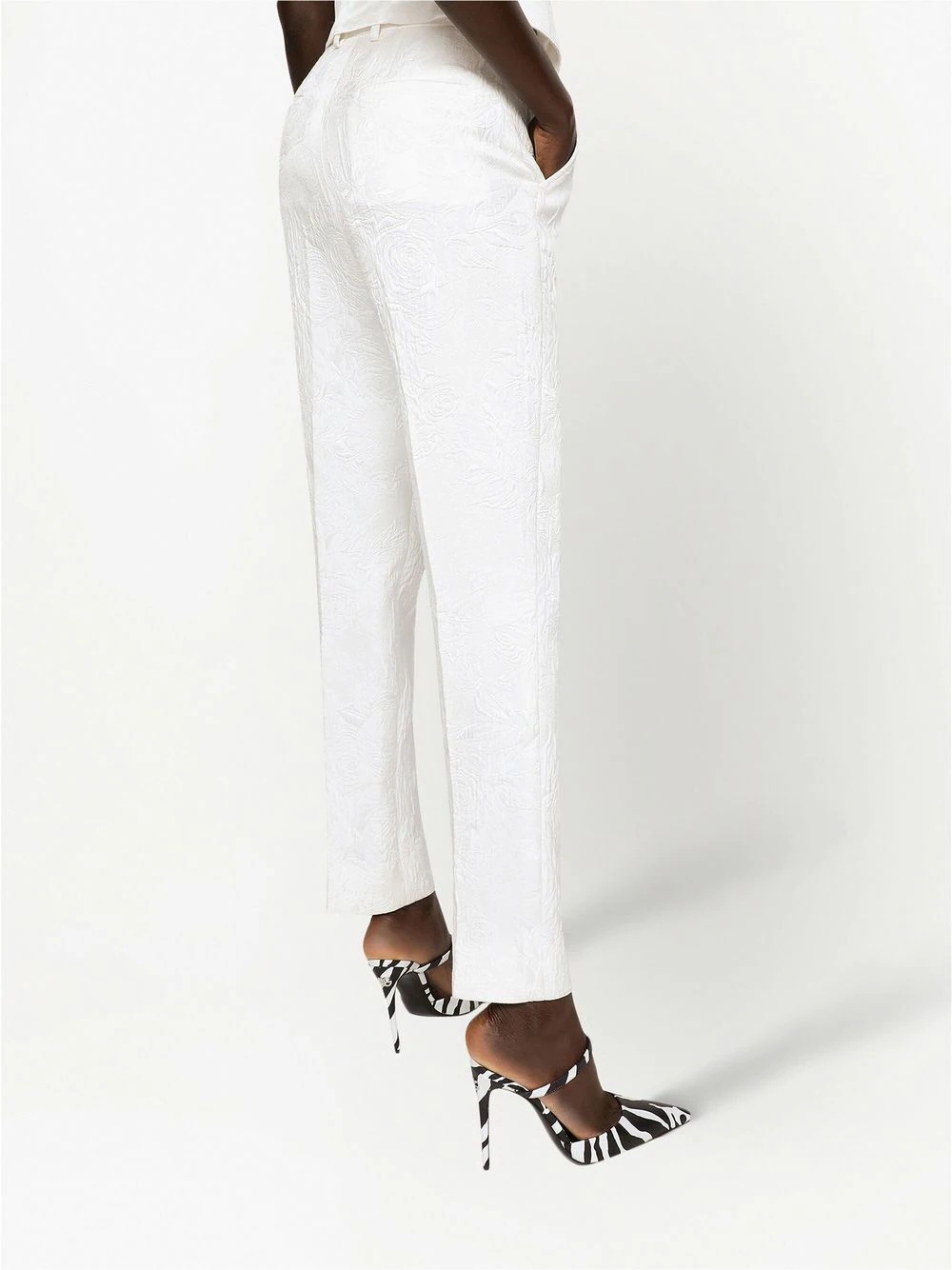 floral jacquard tailored trousers - 5