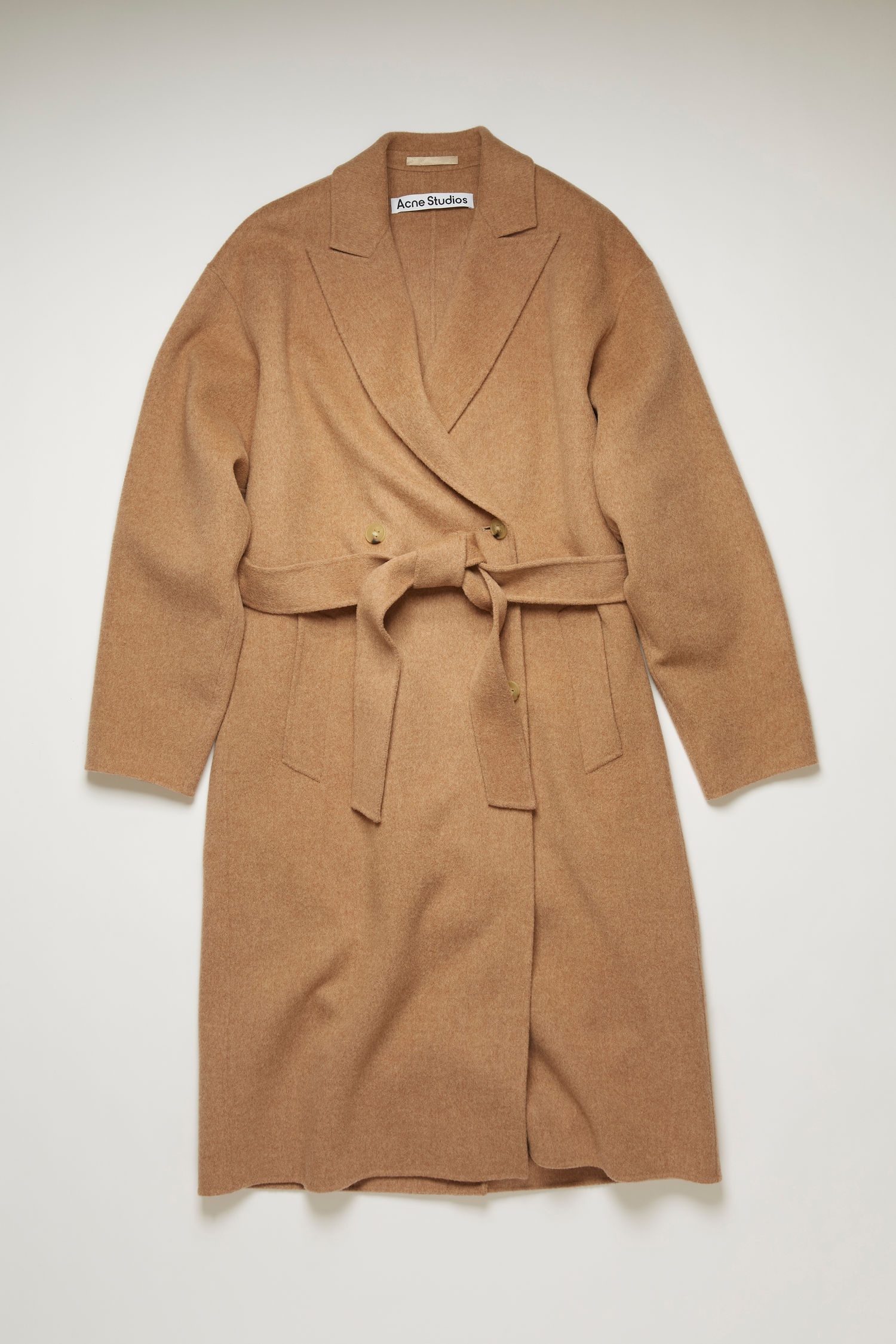 Belted wool coat camel melange - 1