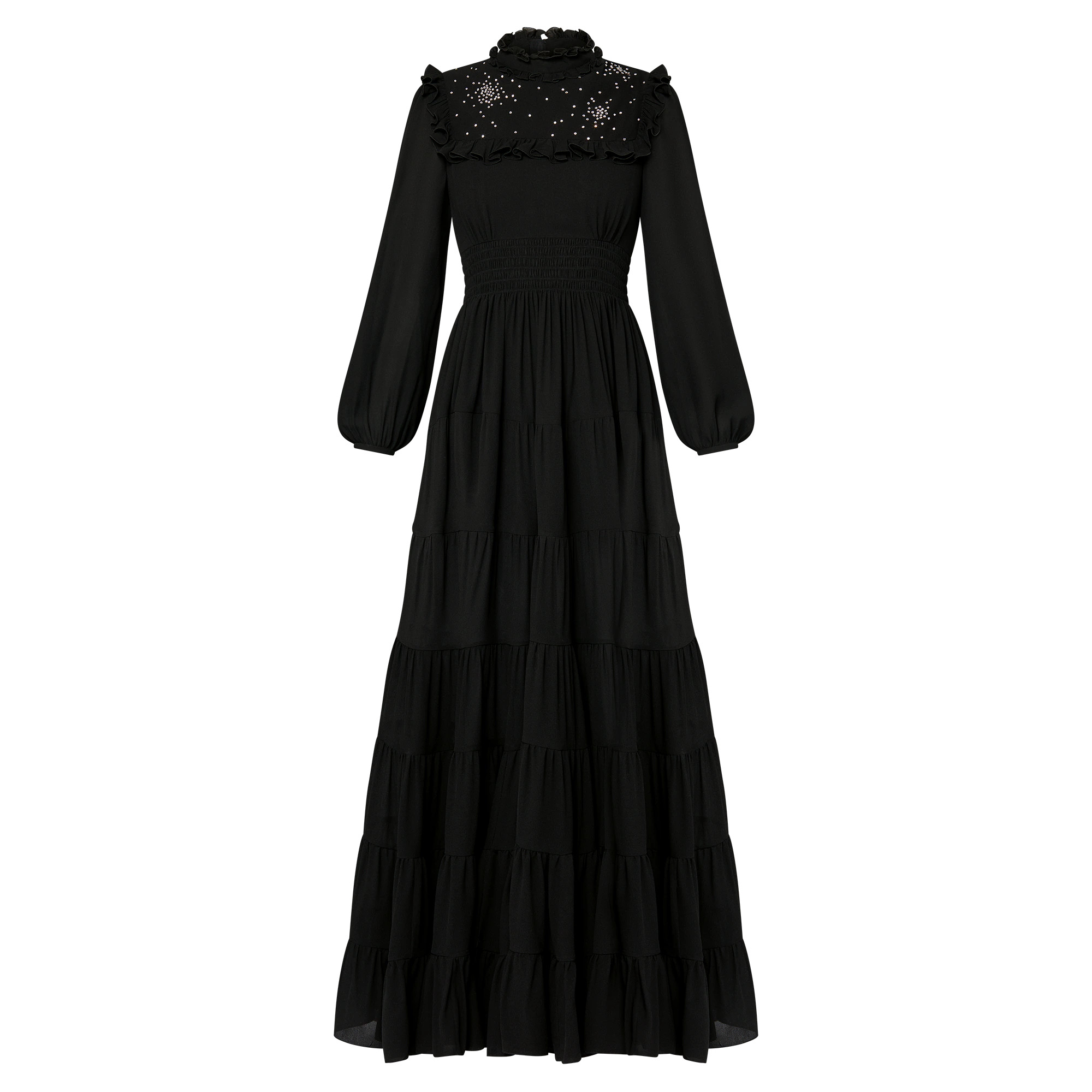 Rhinestone Bib Tiered Gown - 1