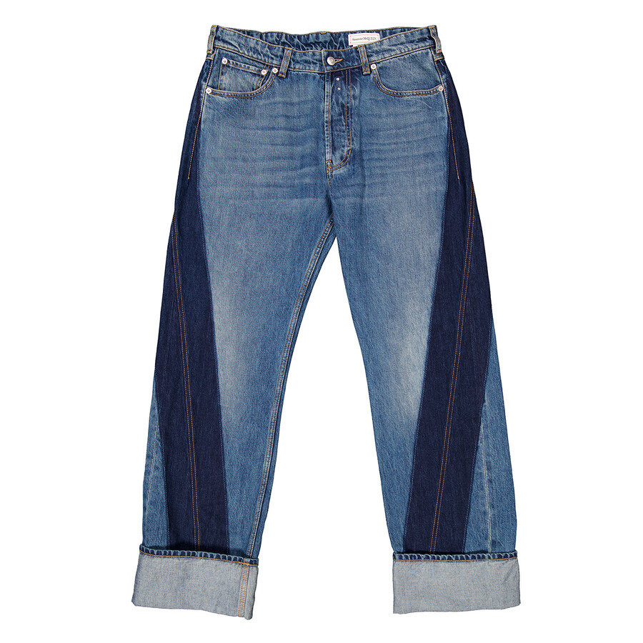 Alexander Mcqueen Men's Blue Washed Twisted Jeans - 5
