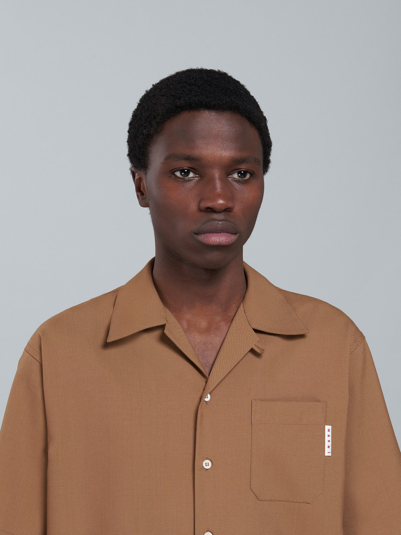 BEIGE TROPICAL WOOL BOWLING SHIRT 4